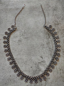 Petite Oxidised Silver Long Necklace