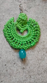 Load image into Gallery viewer, Green Knitted Crochet Earrings
