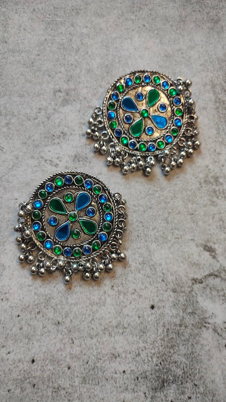 Stones Embedded Circular Afghani Earrings