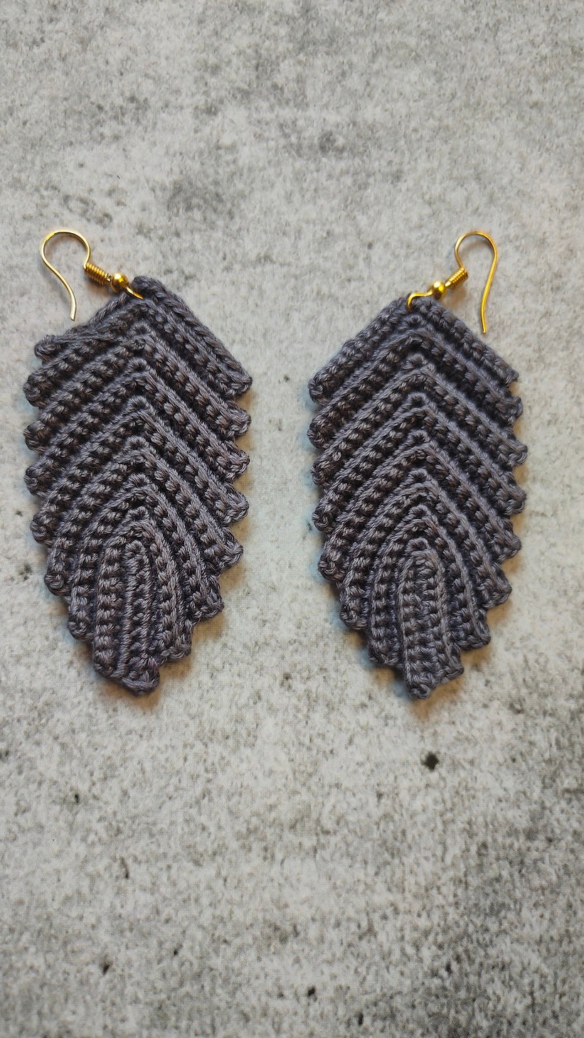 Knitted Crochet Leaf Shape Earrings