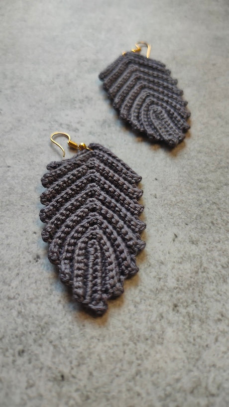 Knitted Crochet Leaf Shape Earrings