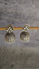 Load image into Gallery viewer, Intricately Crafted Rhinestones Embedded Jhumka Earrings
