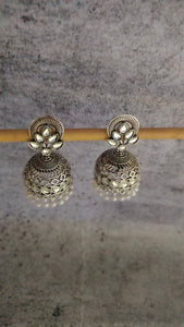 Intricately Crafted Rhinestones Embedded Jhumka Earrings
