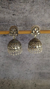 Intricately Crafted Rhinestones Embedded Jhumka Earrings