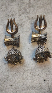 Damru and Trishul Metal Dangler Jhumkas