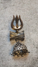 Load image into Gallery viewer, Damru and Trishul Metal Dangler Jhumkas
