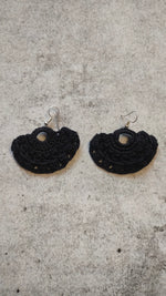 Load image into Gallery viewer, Black Knitted Crochet Earrings
