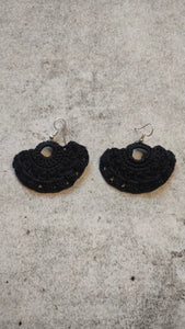 Black Knitted Crochet Earrings