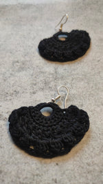 Load image into Gallery viewer, Black Knitted Crochet Earrings
