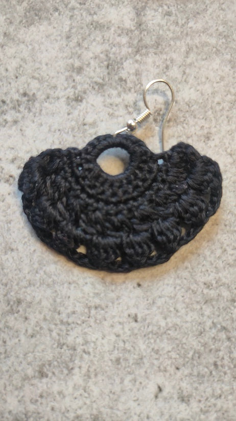 Black Knitted Crochet Earrings