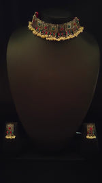 Load image into Gallery viewer, Multicolor Rhinestones Embedded Intricately Detailed Choker Necklace Set
