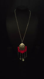 Load image into Gallery viewer, Flower Motifs Fabric Pendant Necklace Set with Metal Strings
