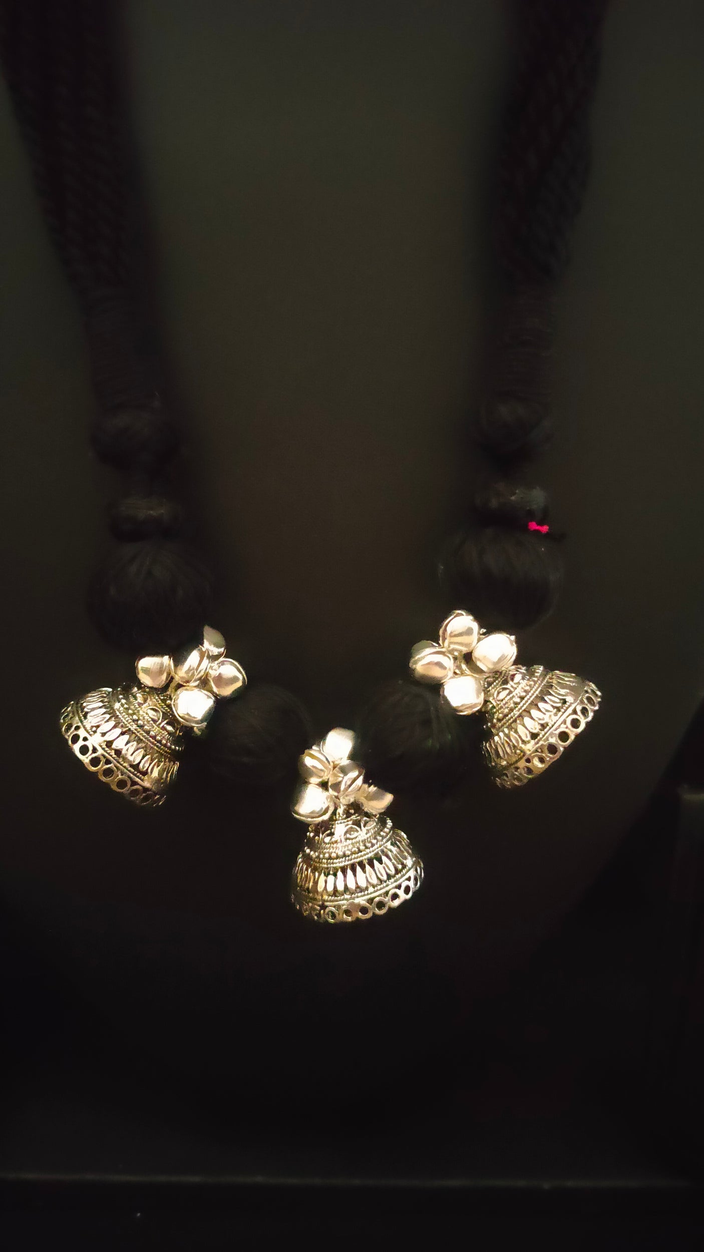Black Braided Fabric Threads Necklace Set