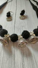 Load image into Gallery viewer, Black Braided Fabric Threads Necklace Set
