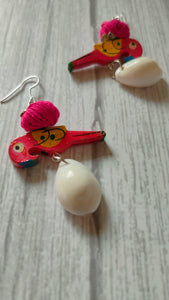 Wooden Birds and Shell Work Elaborate Necklace Set