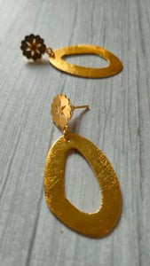 Long Abstract Shape Brass Dangler Earrings