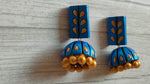 Load image into Gallery viewer, Blue Dangler Jhumka Earthy Terracotta Clay Earrings
