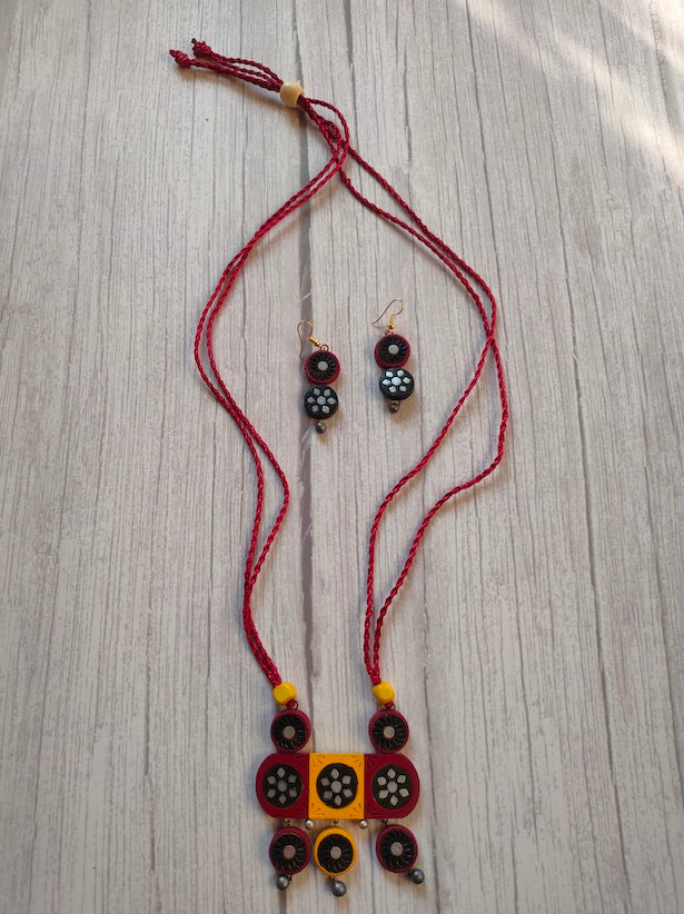 Modern Handcrafted Terracotta Clay Necklace Set