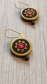 Elegant Handcrafted Black & Golden Terracotta Clay Necklace Set