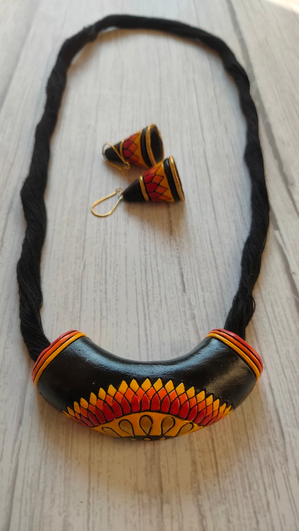Elegant Handcrafted Terracotta Clay Necklace Set