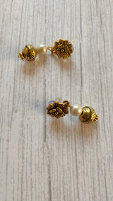 Fabric Necklace Set with Intricate Work Metal Pendant