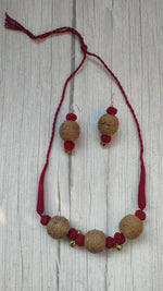 Load image into Gallery viewer, Fabric, Jute and Ghungroos Embellished Handcrafted Necklace Set
