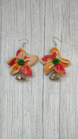 Vibrant Multi-Color Handcrafted Fabric Earrings with Jhumka Endings
