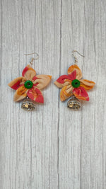 Load image into Gallery viewer, Vibrant Multi-Color Handcrafted Fabric Earrings with Jhumka Endings
