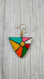 Load image into Gallery viewer, Vibrant Multi-Color Handpainted Terracotta Clay Dangler Earrings
