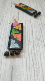 Load image into Gallery viewer, Handpainted Flowers Black &amp; Multi-Color Terracotta Clay Earrings
