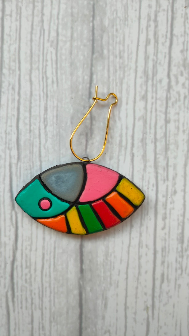 Fish Handpainted Terracotta Clay Dangler Earrings