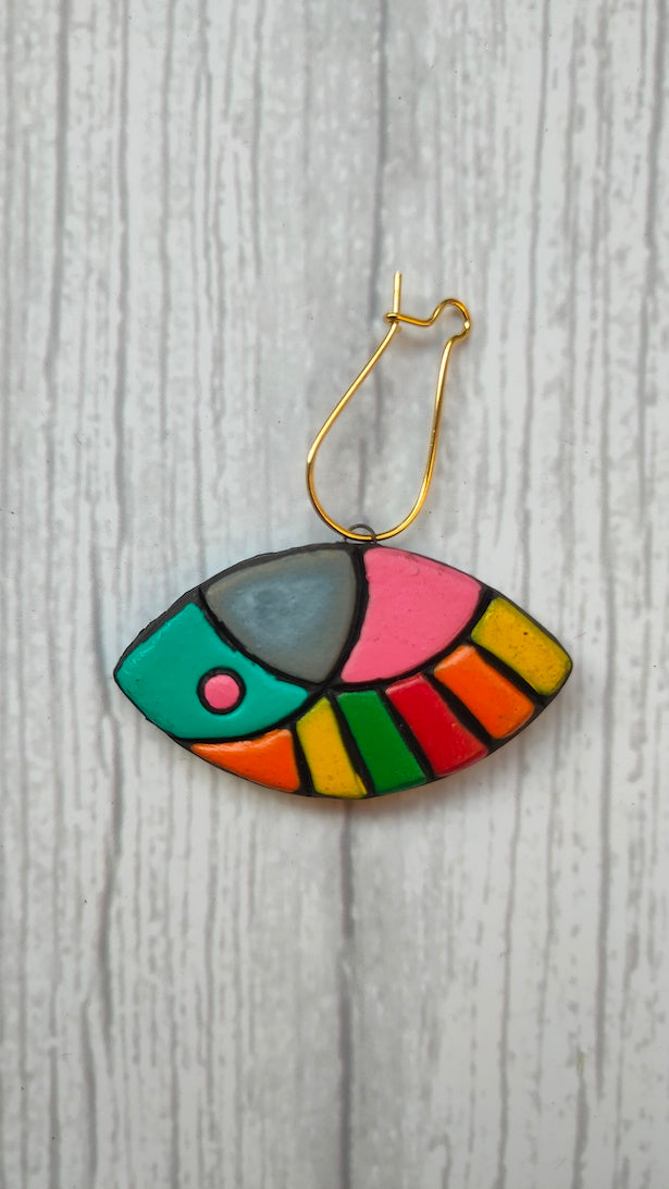 Fish Handpainted Terracotta Clay Dangler Earrings