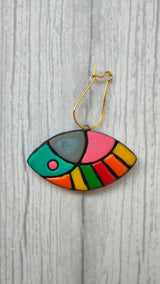 Fish Handpainted Terracotta Clay Dangler Earrings