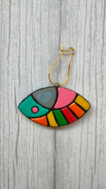 Load image into Gallery viewer, Fish Handpainted Terracotta Clay Dangler Earrings
