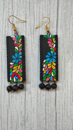 Load image into Gallery viewer, Handpainted Black &amp; Multi-Color Terracotta Clay Earrings
