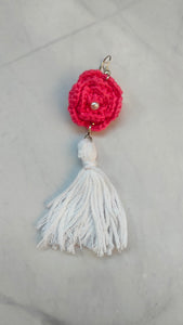 Baby Pink and White Handcrafted Crochet Dangler Earrings