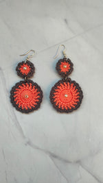 Load image into Gallery viewer, 2 Layer Flower Handcrafted Crochet Earrings
