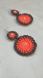 Load image into Gallery viewer, 2 Layer Flower Handcrafted Crochet Earrings
