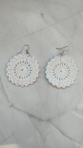 White Flower Handcrafted Crochet Earrings