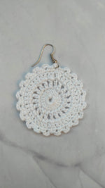Load image into Gallery viewer, White Flower Handcrafted Crochet Earrings
