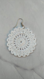 White Flower Handcrafted Crochet Earrings