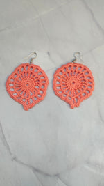 Load image into Gallery viewer, Jaali Pattern Flower Handcrafted Crochet Earrings
