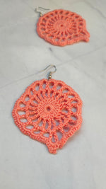 Load image into Gallery viewer, Jaali Pattern Flower Handcrafted Crochet Earrings
