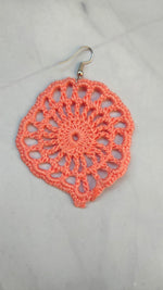 Load image into Gallery viewer, Jaali Pattern Flower Handcrafted Crochet Earrings
