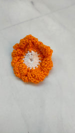 Load image into Gallery viewer, Orange and White Flower Handcrafted Crochet Earrings
