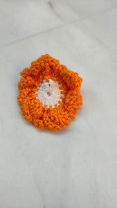 Orange and White Flower Handcrafted Crochet Earrings