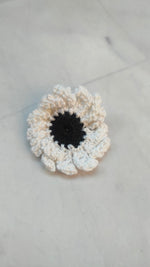 Load image into Gallery viewer, White and Black Flower Handcrafted Crochet Earrings
