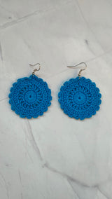 Sky Blue Flower Handcrafted Crochet Earrings