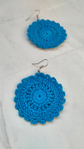 Sky Blue Flower Handcrafted Crochet Earrings