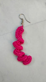 Pink Twisted Handcrafted Crochet Dangler Earrings